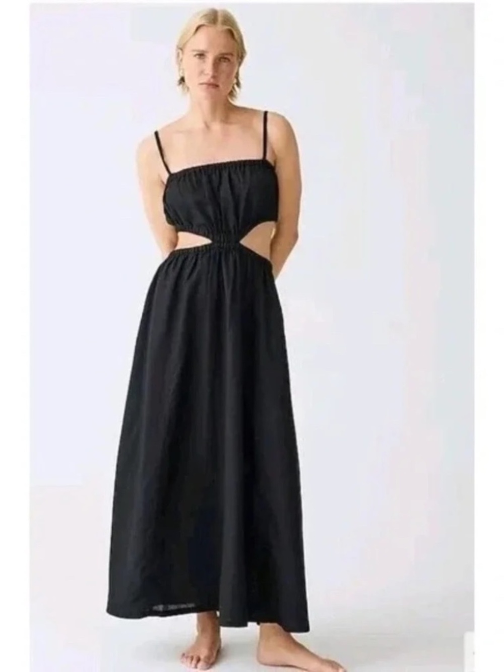 J crew black spaghetti strap maxi dress